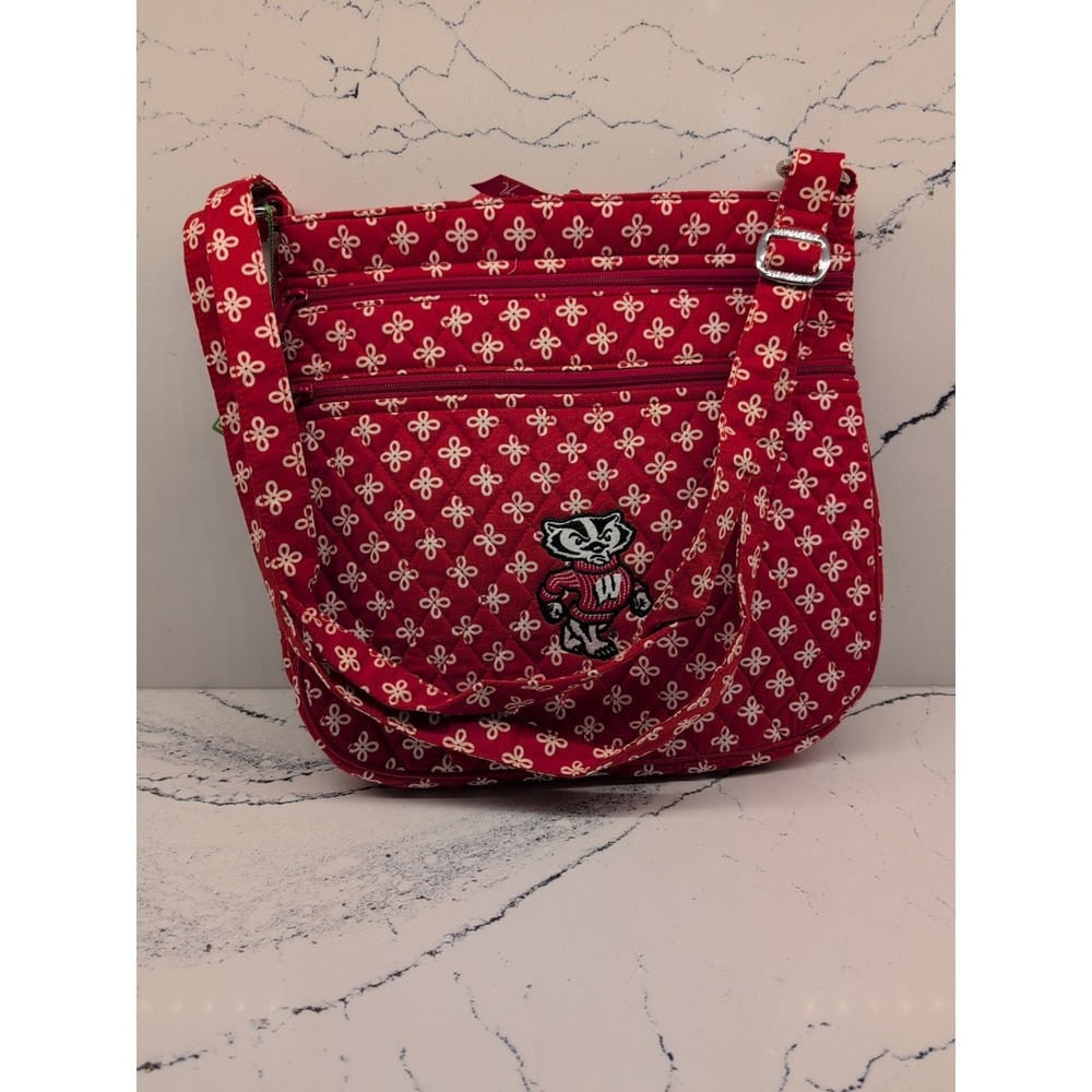 Vera Bradley Wisconsin Badgers Collegiate Triple Zip Hipster Crossbody Bag NWT